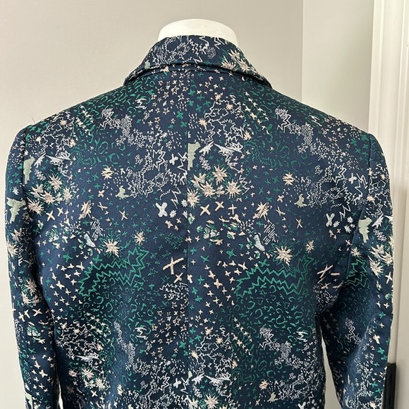 ZADIG and VOLTAIRE Viking Jacquard Glam Blazer Jacket Single Button Green Blue - Picture 10 of 16